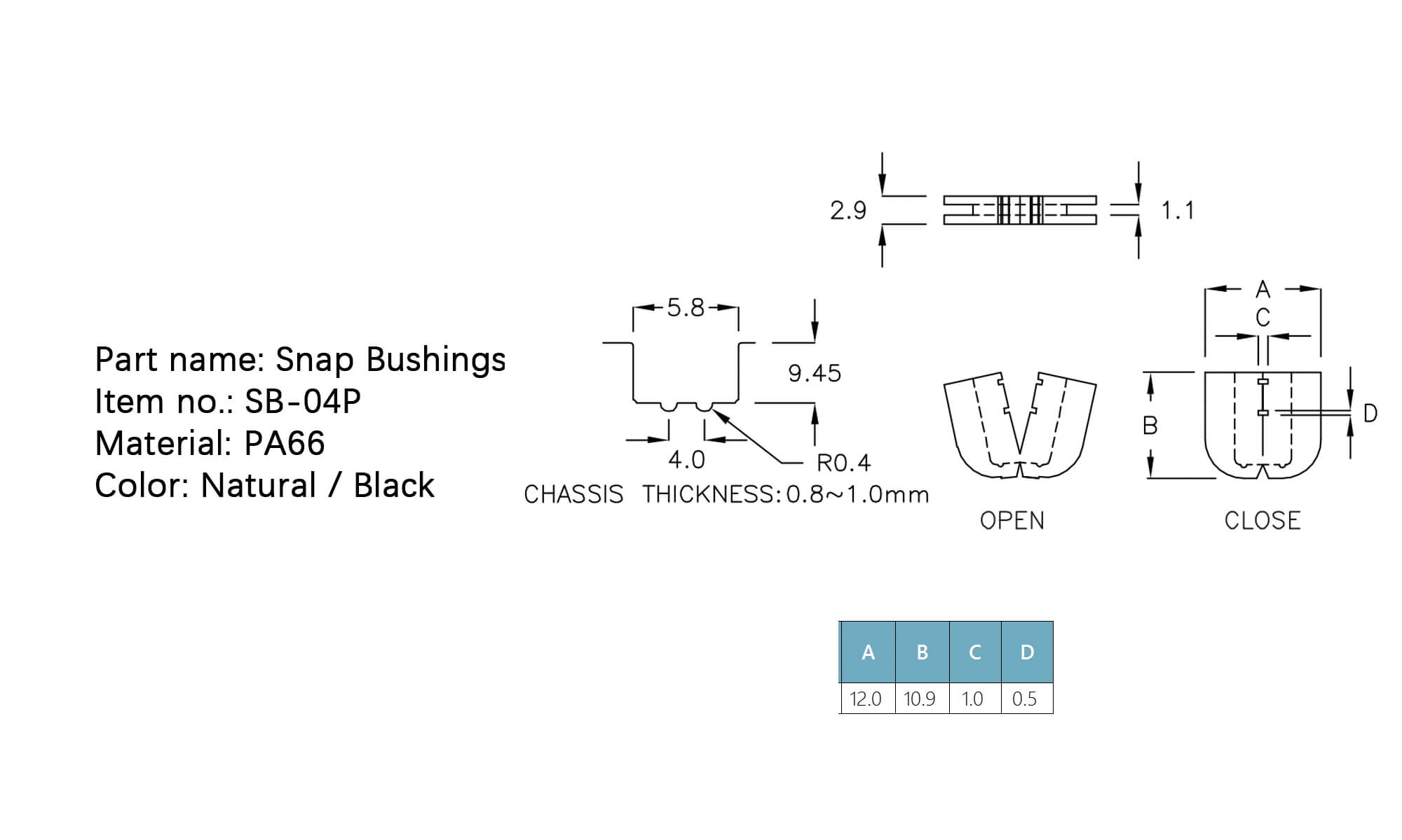 Snap Bushings SB-04P